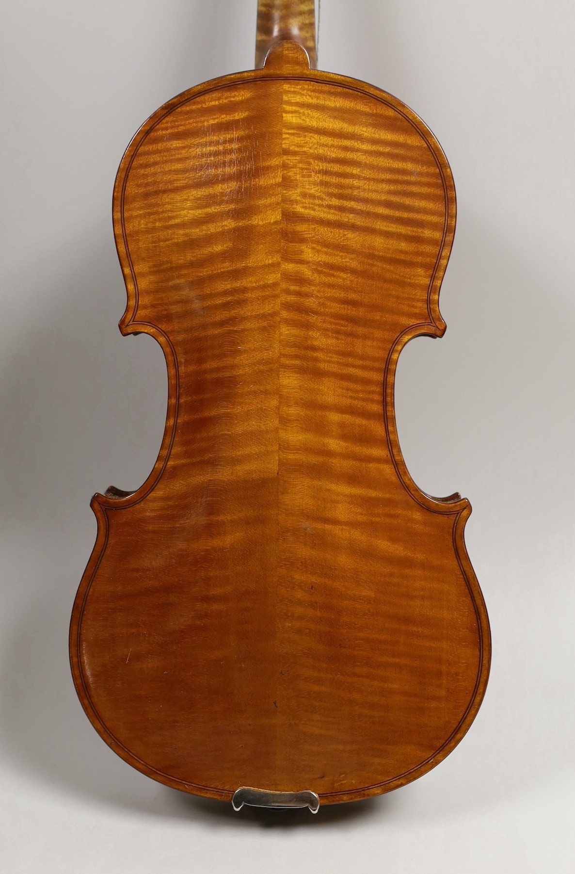 A violin, labelled Luigi Salsedo, with two bows, in case